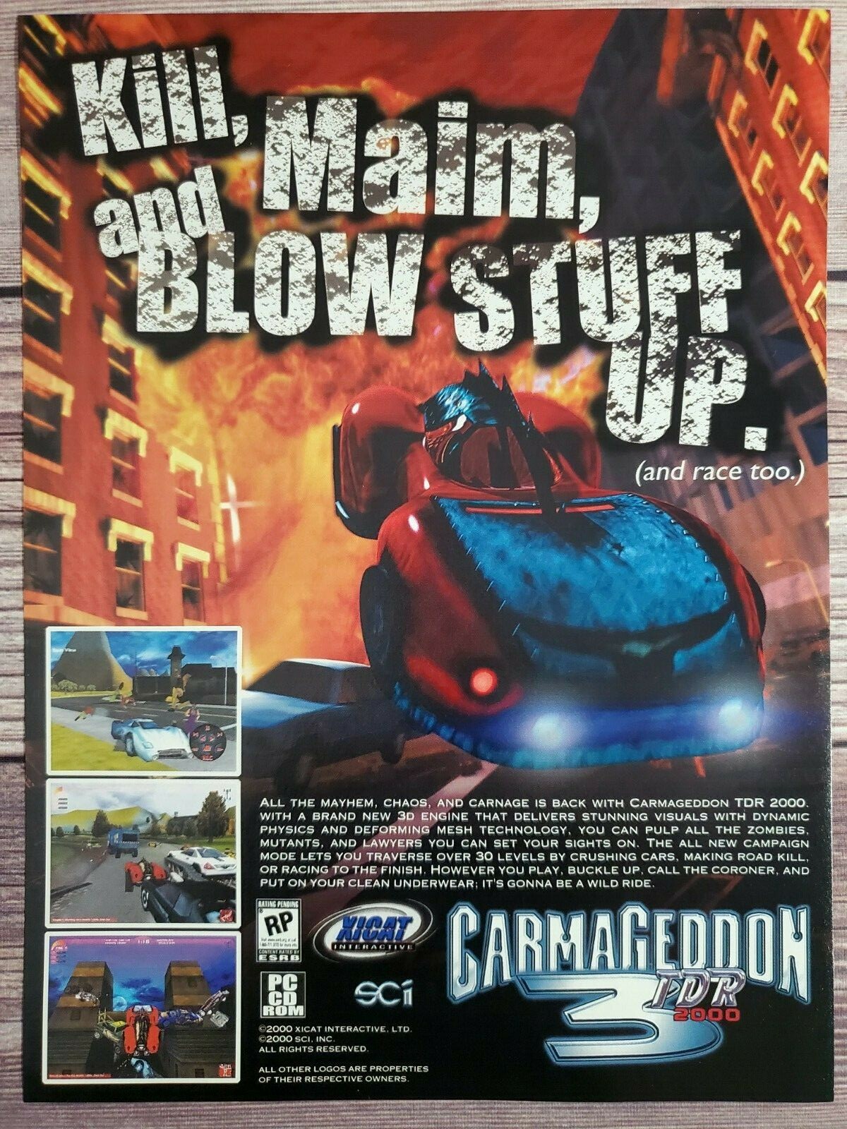 Carmageddon 3 TDR 2000 PC Game Big Box Official Promo Ad Art Print Poster