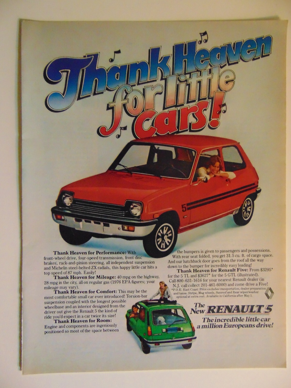 1976 RENAULT 5 Little Car vintage print ad