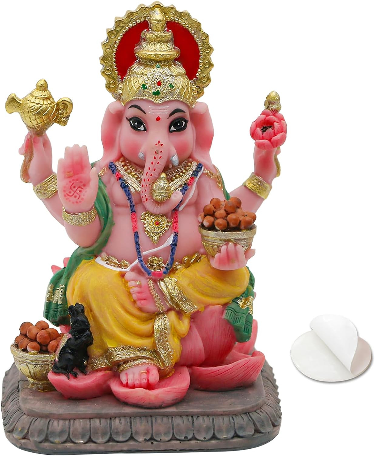 Indian God Lord Ganesha Statue - 4.1”H Multicolor Hindu Idol Ganesh