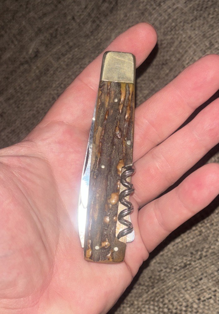 Vintage J A Henckels stag grips heavy duty hunting pocket knife Gorgeous Stag