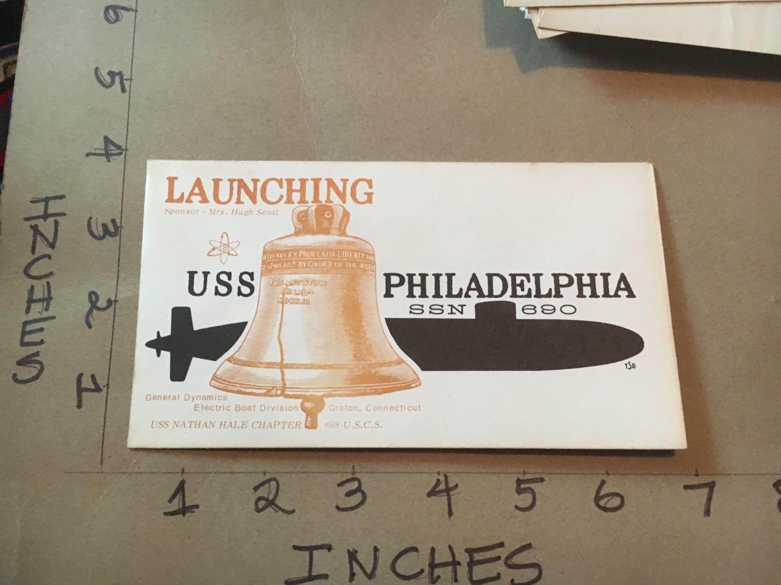 US Navy USS Philadelphia SSN 690 Submarine Commissioning & Launching Envelope v2