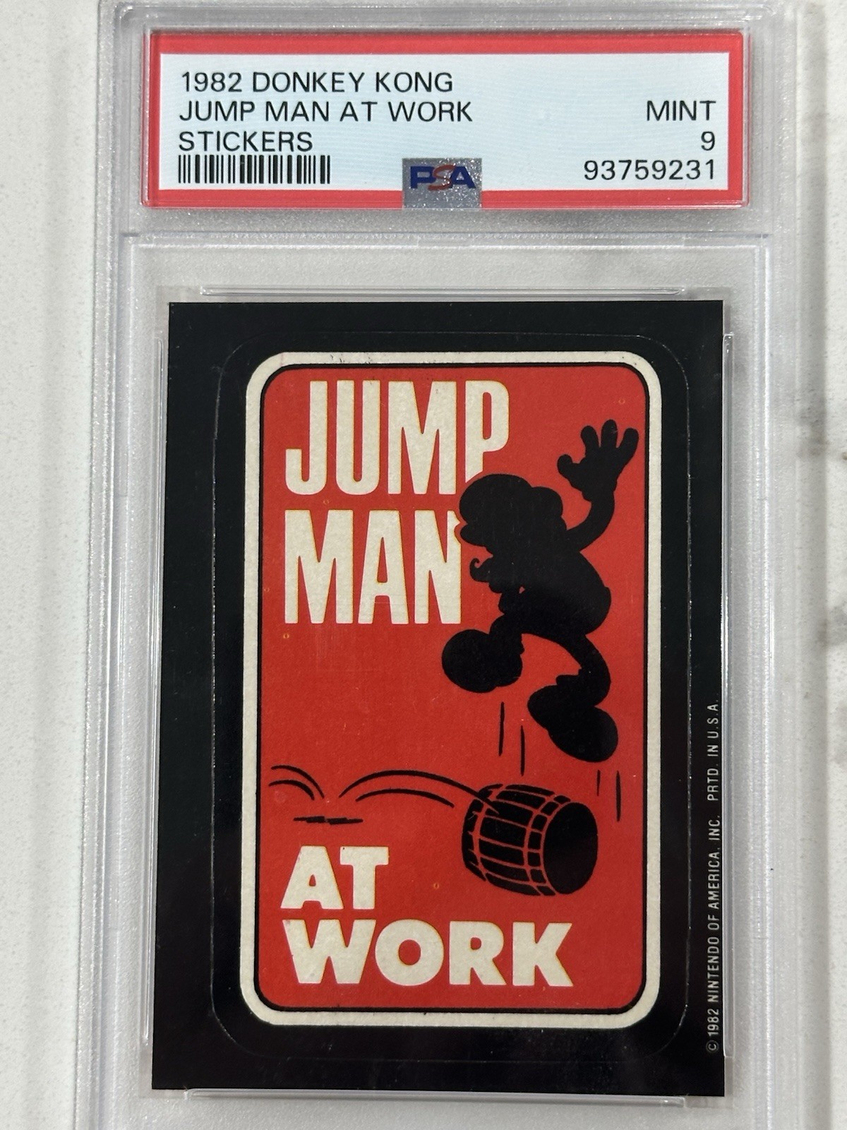 1982 DONKEY KONG STICKERS JUMP MAN AT WORK Mario Rookie Card PSA 9 🔥✅ RC