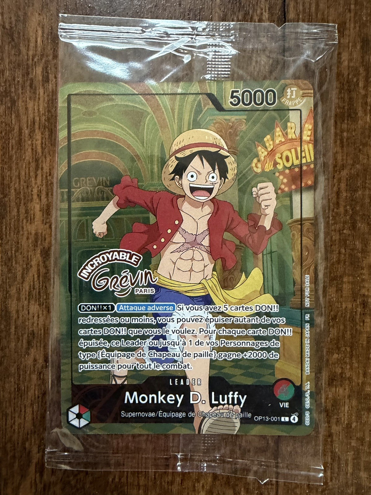 IN HAND One Piece TCG Card - Monkey D. Luffy OP13-001 - Grévin Paris Museum FAST