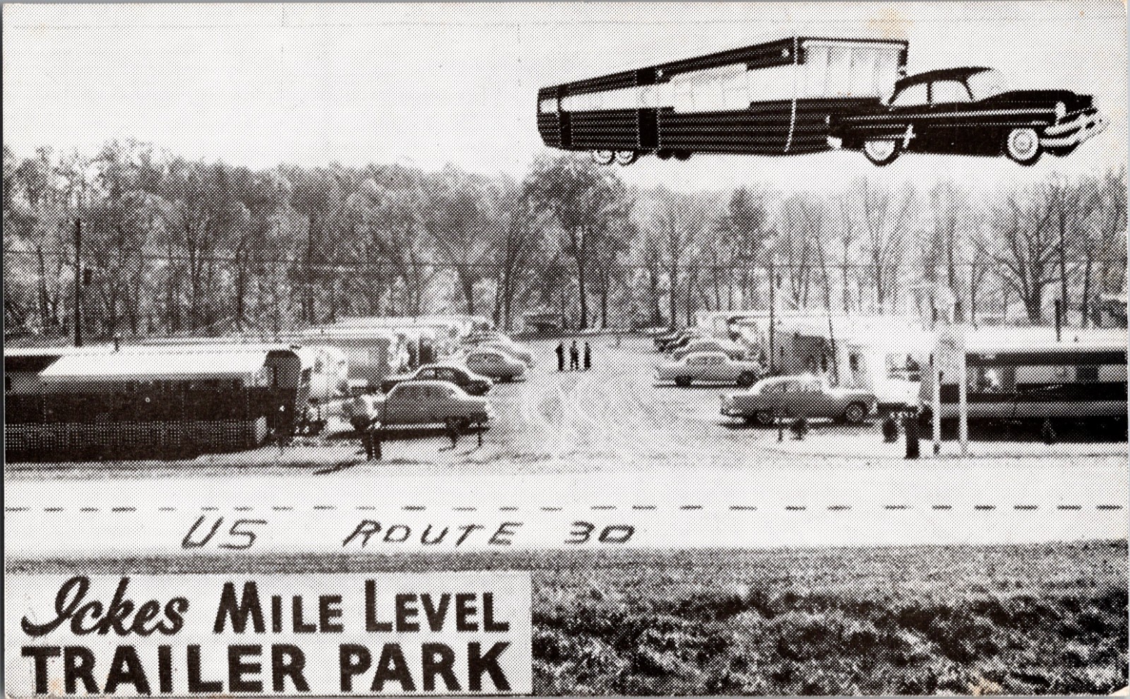 Jakes Mile Level Trailer Park Bedford PA Route 30 Vintage Cars Postcard
