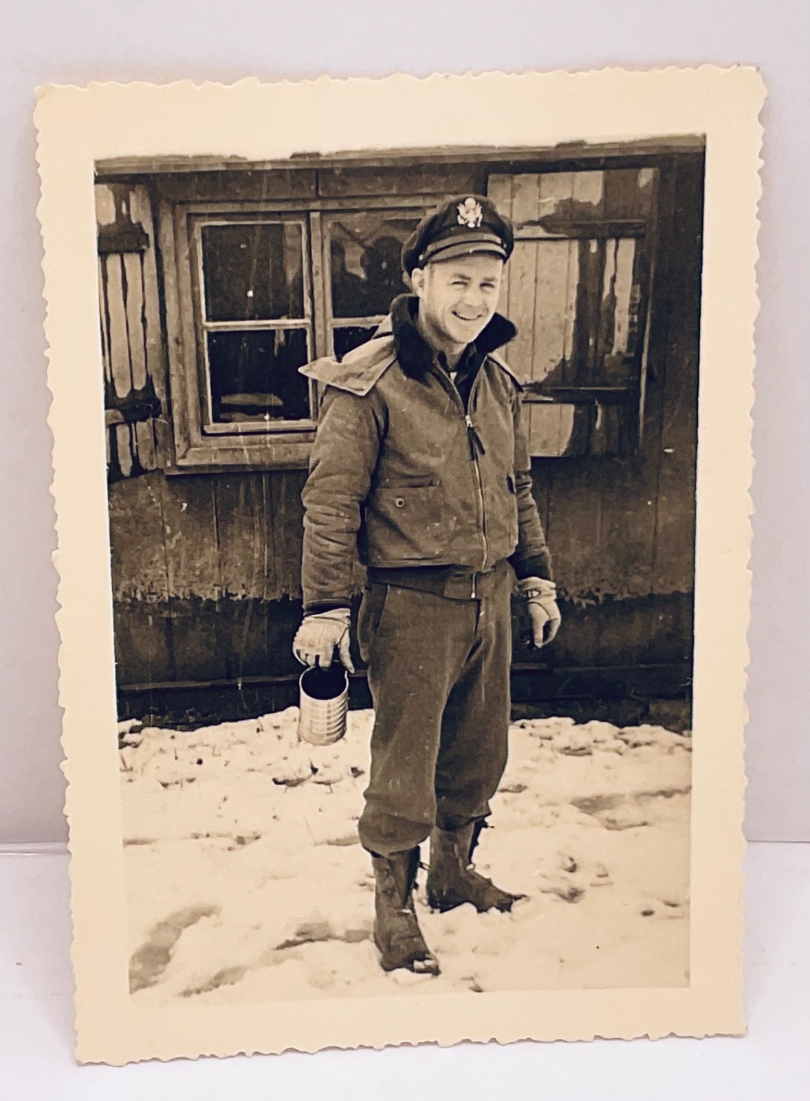 Original WWII USAAF Army Air Forces Officer Winter Flight Jacket Photo 1940s
