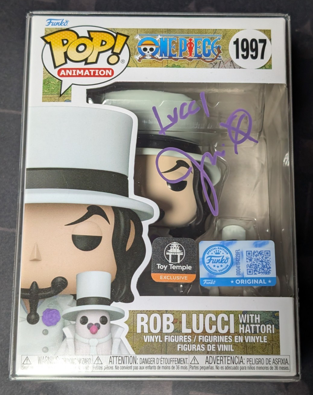 Funko Pop One Piece ROB LUCCI WITH HATTORI 1997 Toy Temple Signed JSA COA