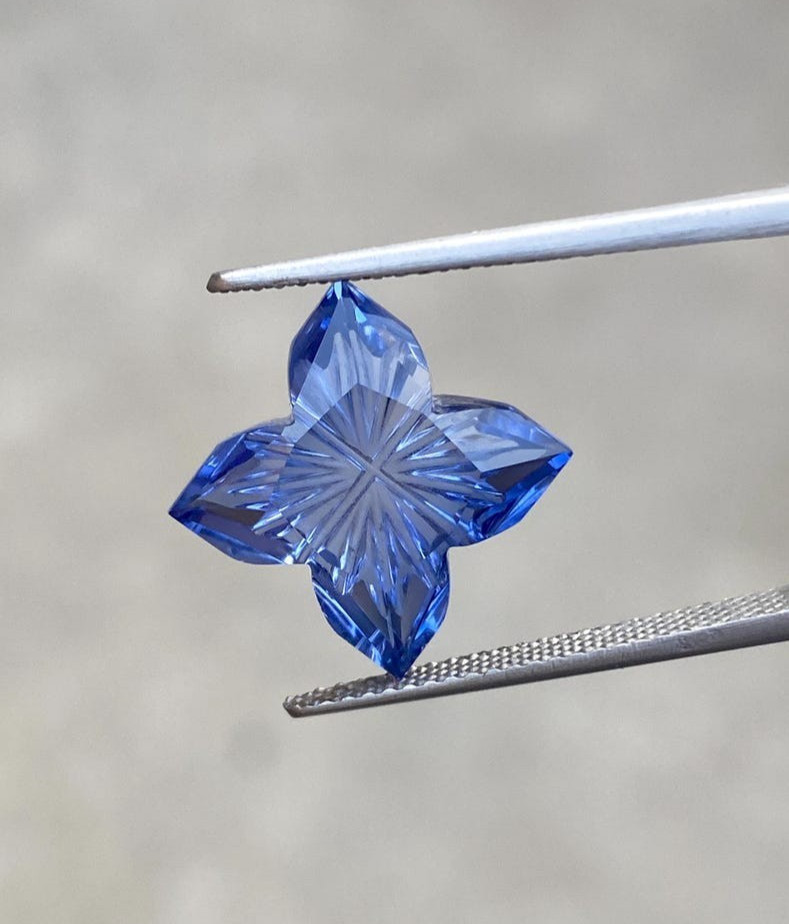 AAA Lab Grown Blue Sapphire Fantasy Cross Cut Loose Gemstone 7.50 Ct (11x11 mm)