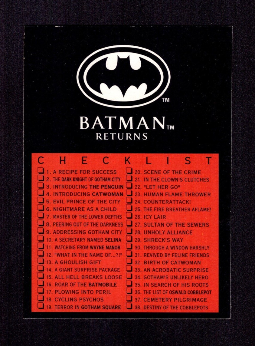 1992 O-Pee-Chee Batman Returns #89 Checklist NMMT 9803