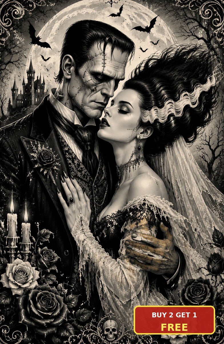 Bride Of Frankenstein Movie Art Metal Sign Gothic Horror Halloween Plaque