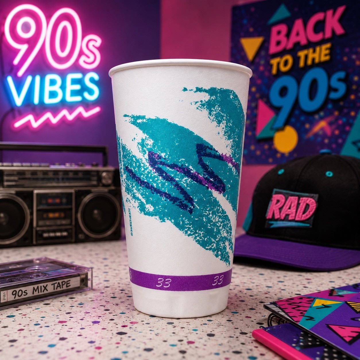 Rare Vintage 90s Sweetheart Jazz Design 33oz Styrofoam Cups - 40 count New