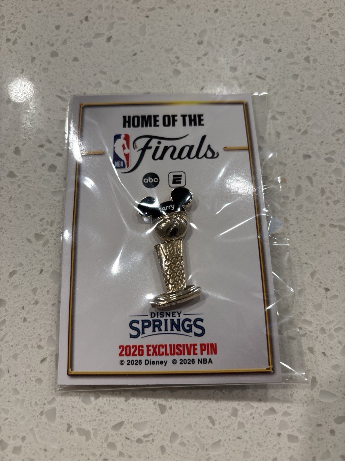 2026 Disney Springs NBA Finals Pin Larry O’Brien Trophy Mickey Ears Brand New