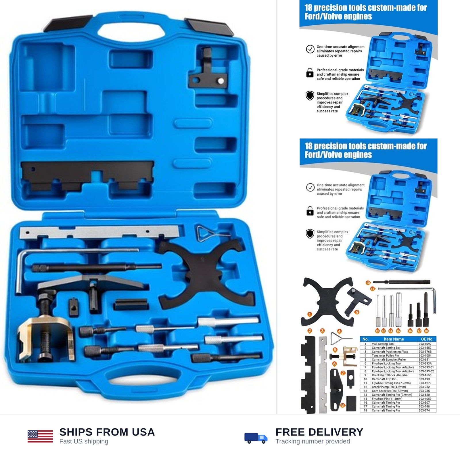 18PCS Engine Timing Tool Kit, Camshaft Locking Set with Flywheel Lock, Replac...