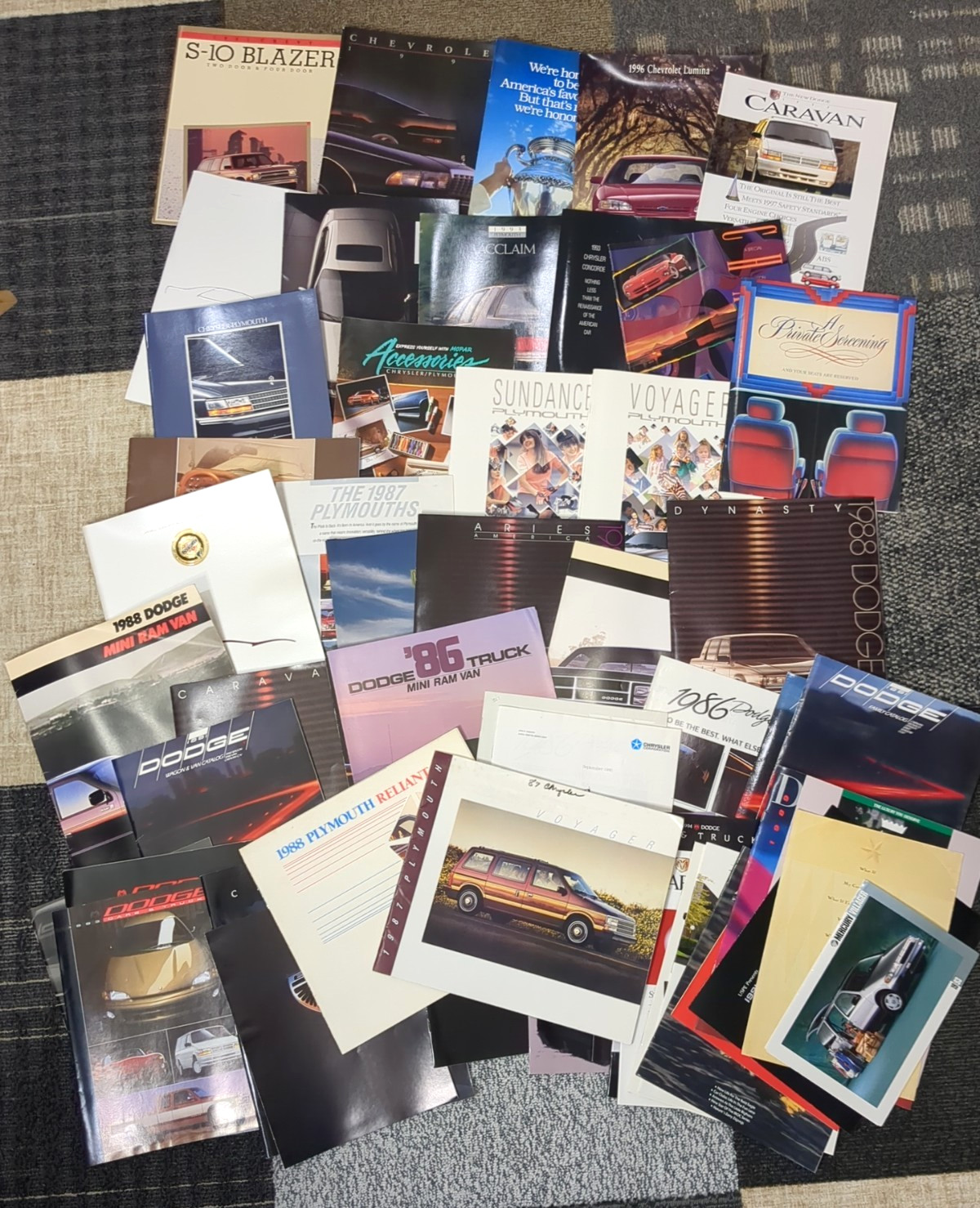 Lot Of 45 Vintage 1980s 1990s Dodge Chrysler Trucks Cars Brochures