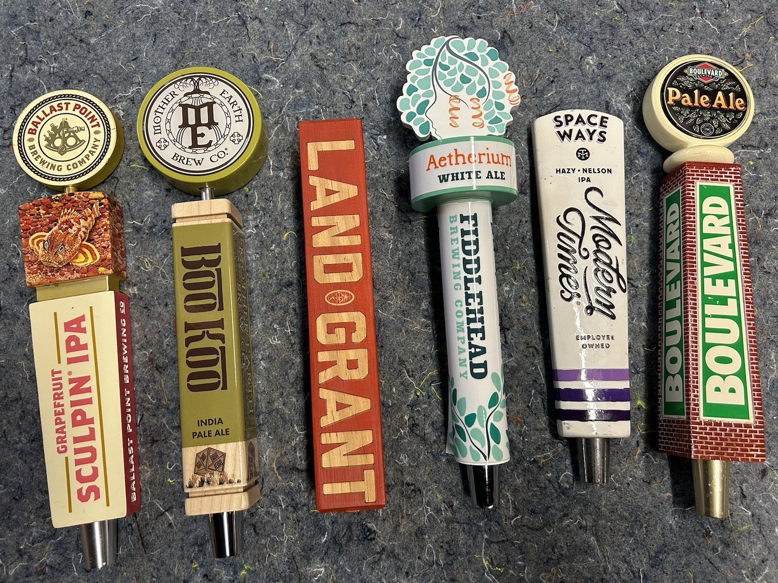 6 Beer Tap Handles, MODERN TIMES, FIDDLEHEAD, BALLAST POINT, BOULEVARD,