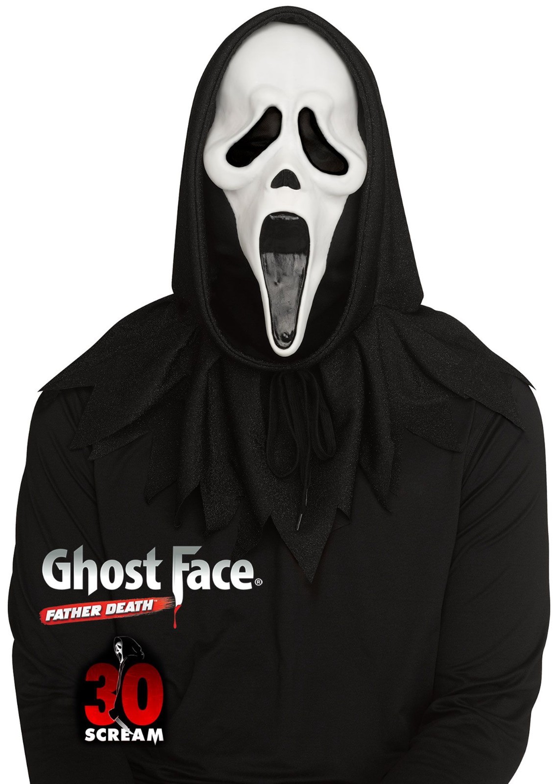 Scream Ghost Face 30th Anniversary Mask/ Shroud  Adult Glow in the Dark