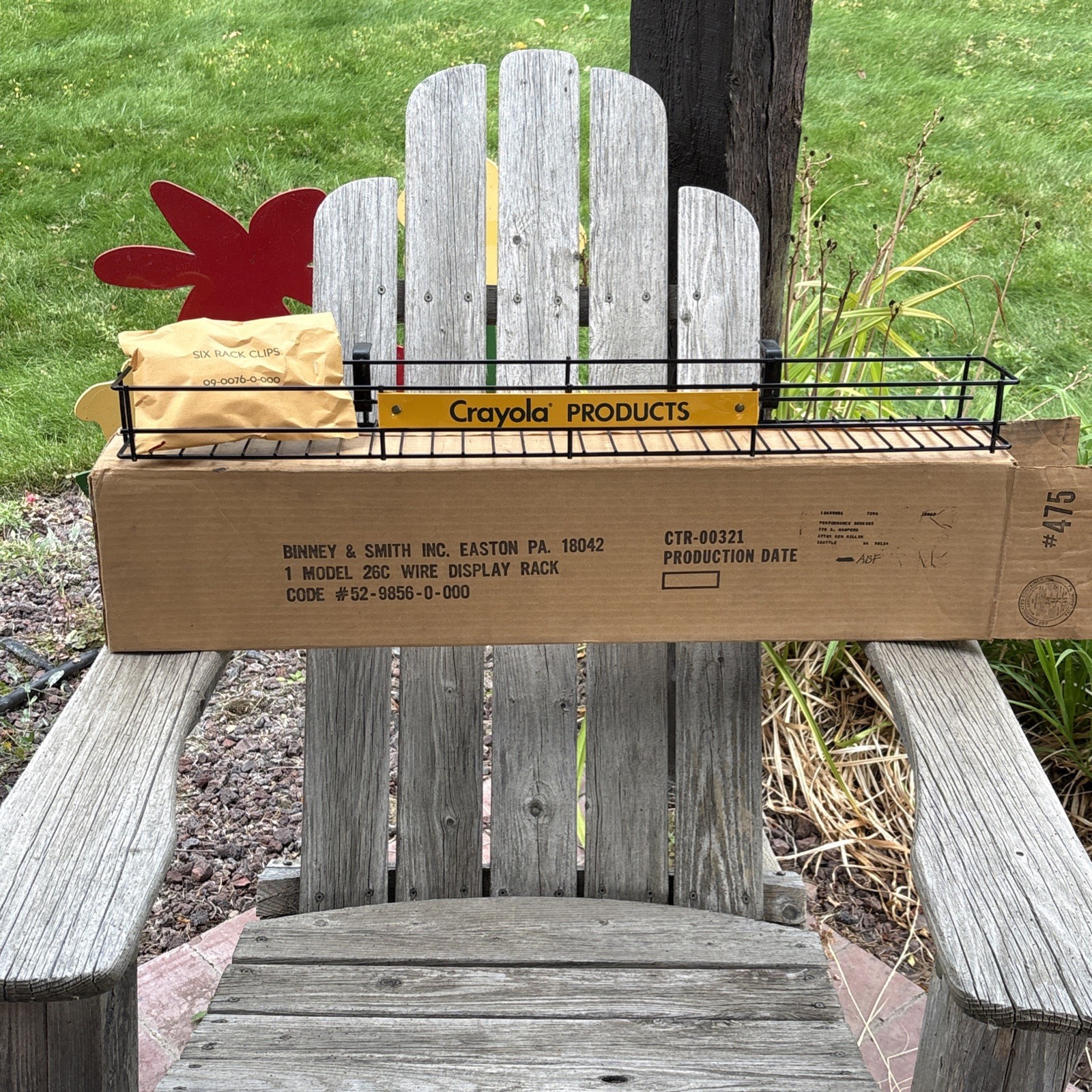 Vintage Crayola Binney & Smith Wire Display Rack Counter Clamp w Rack Clips NOS