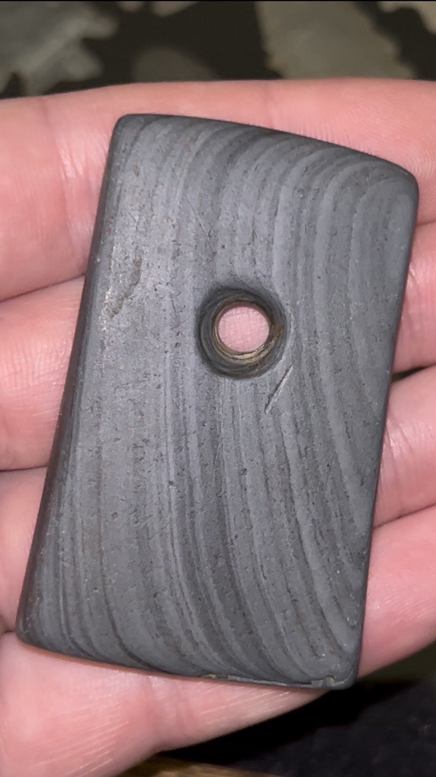 Superb Authentic Arrowhead 2 1/2” Indiana Banded Slate Pendant Artifact