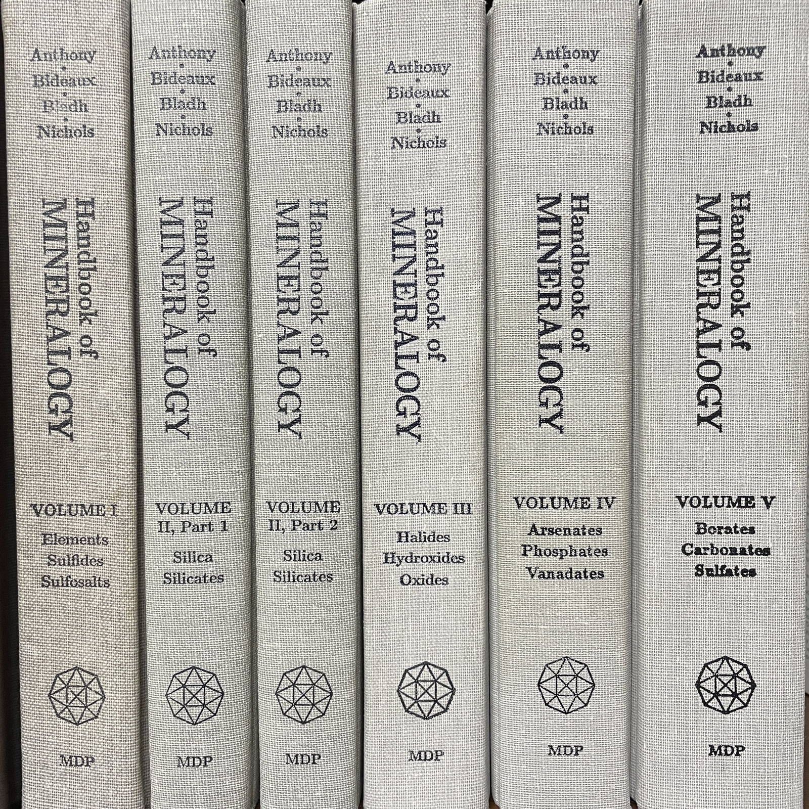 Handbook of Minerology Set, Anthony, Bideaux, Bladh, Nichols