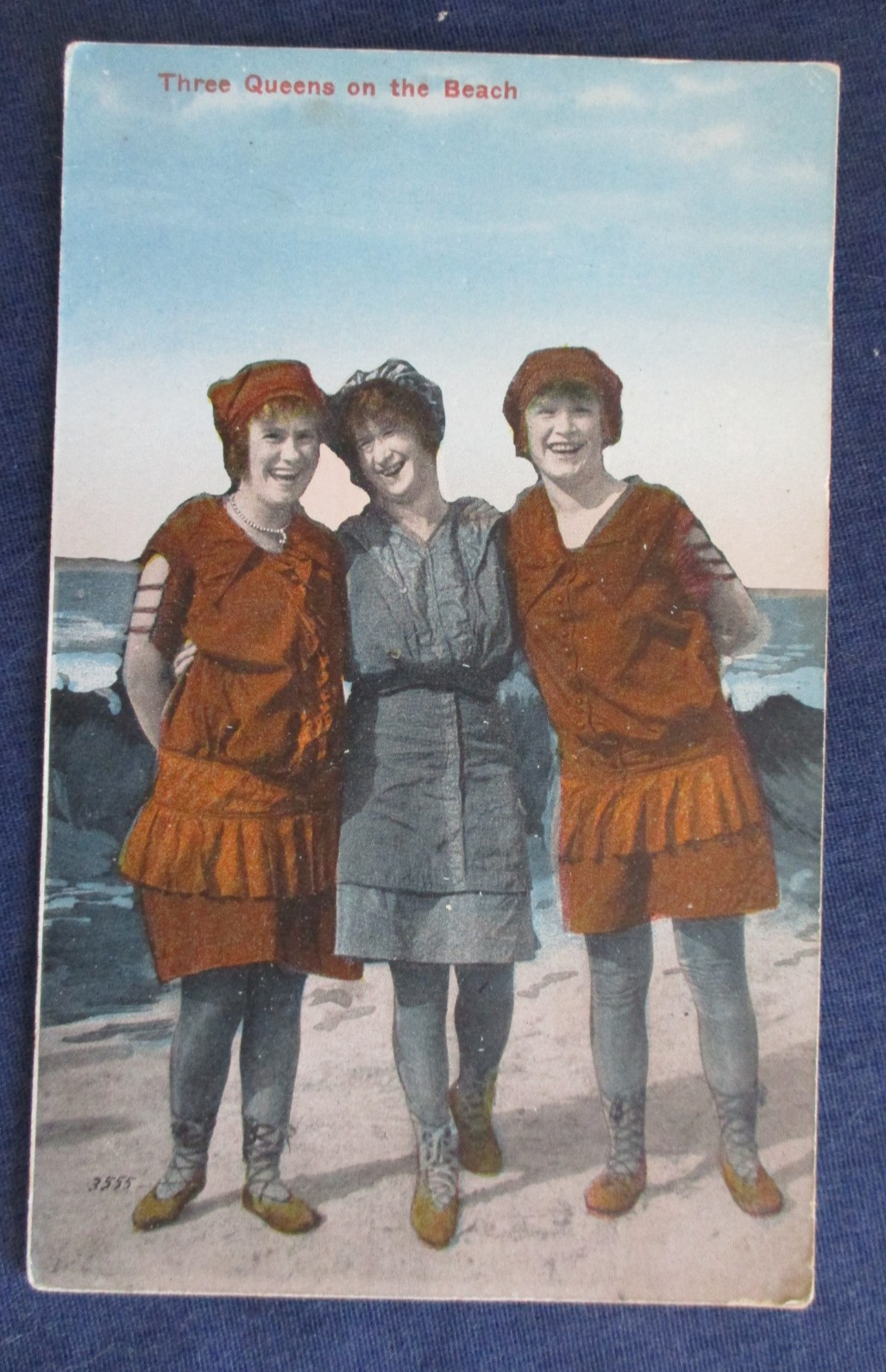1910s Girls Bathing Suits Three Queens on the Beach Greeting Postcard