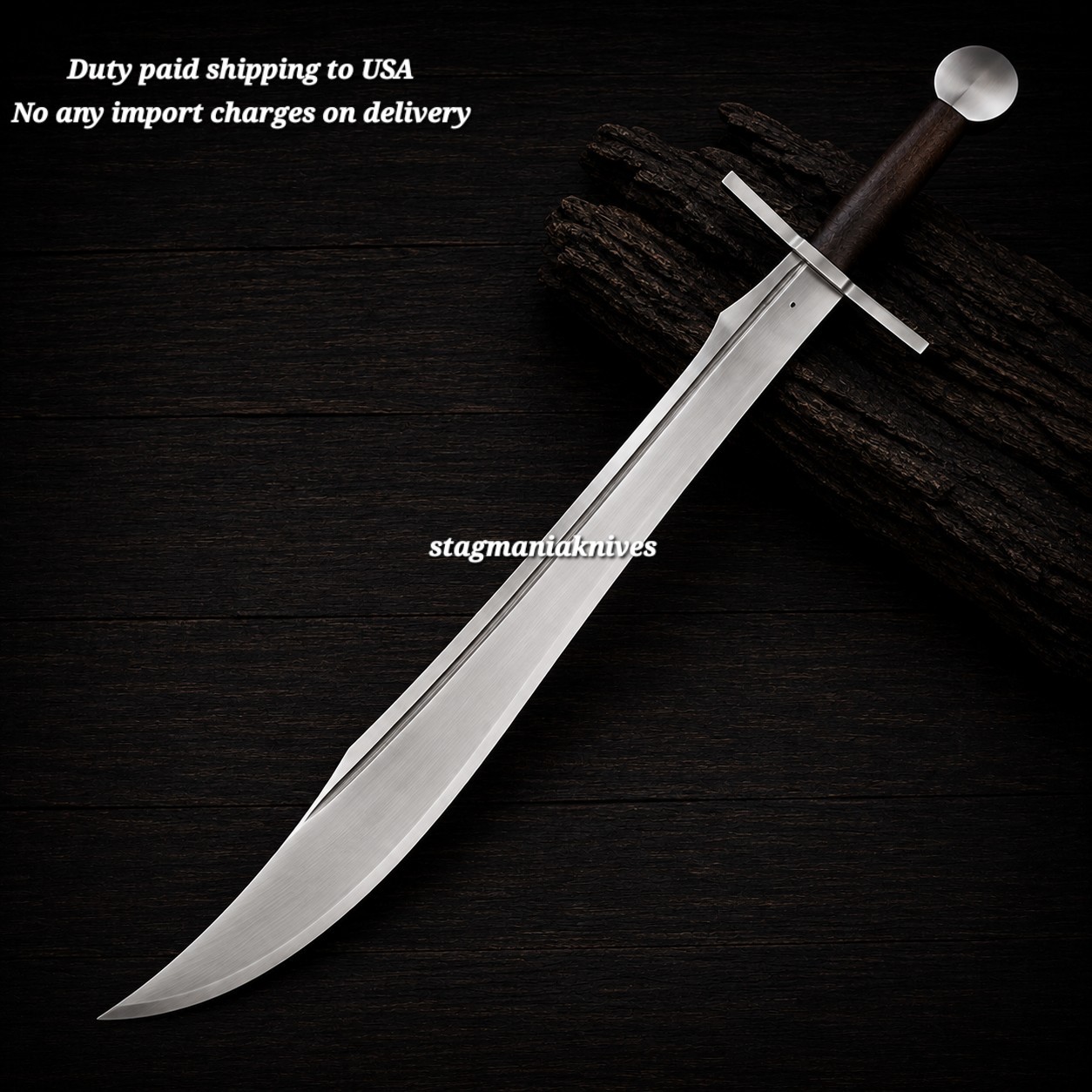 Handmade J2 Steel Outdoor Hunting Battle Ready Falchion Medieval Sword Duty-Free