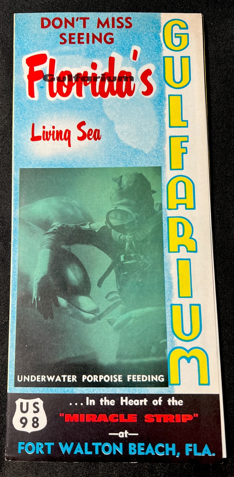 Vtg 1950s FORT WALTON BEACH FLORIDA Travel Brochure GULFARIUM AQUARIUM