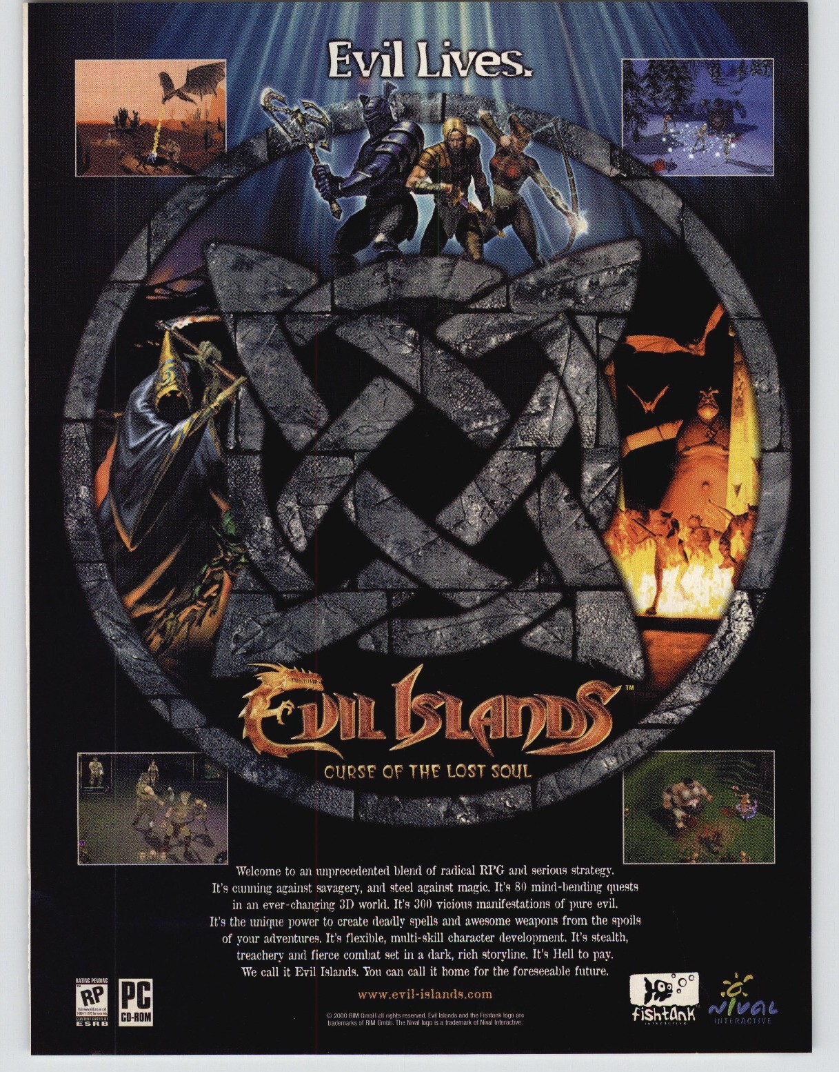 Evil Islands: Curse of the Lost Souls RPG Video Game Art 2000 Vintage Print Ad