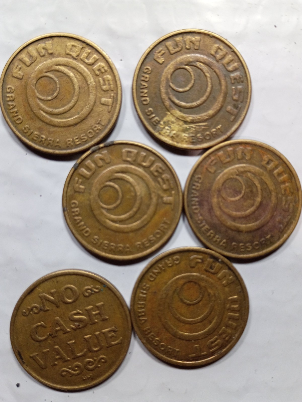 Lot Of 6 FUN QUEST GRAND SIERRA RESORT TOKENS