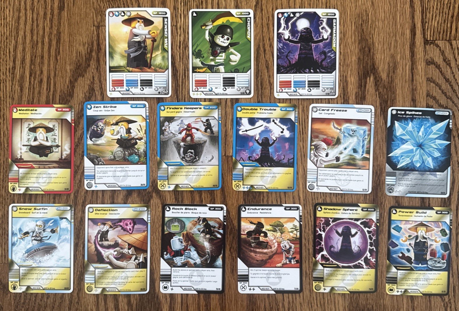 2011 LEGO Ninjago Masters of Spinjitzu Cards (Star 7, 13, 17 & 12 battle cards)