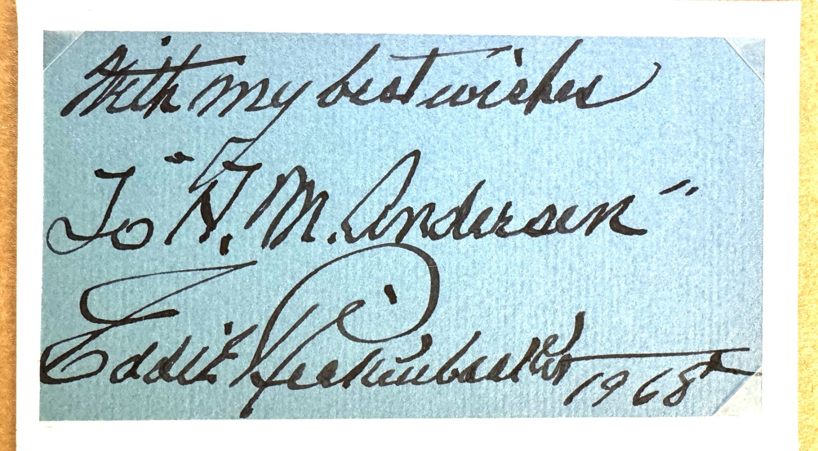 Eddie Rickenbacker, WW1, MOH, top American Ace, +  COA - 