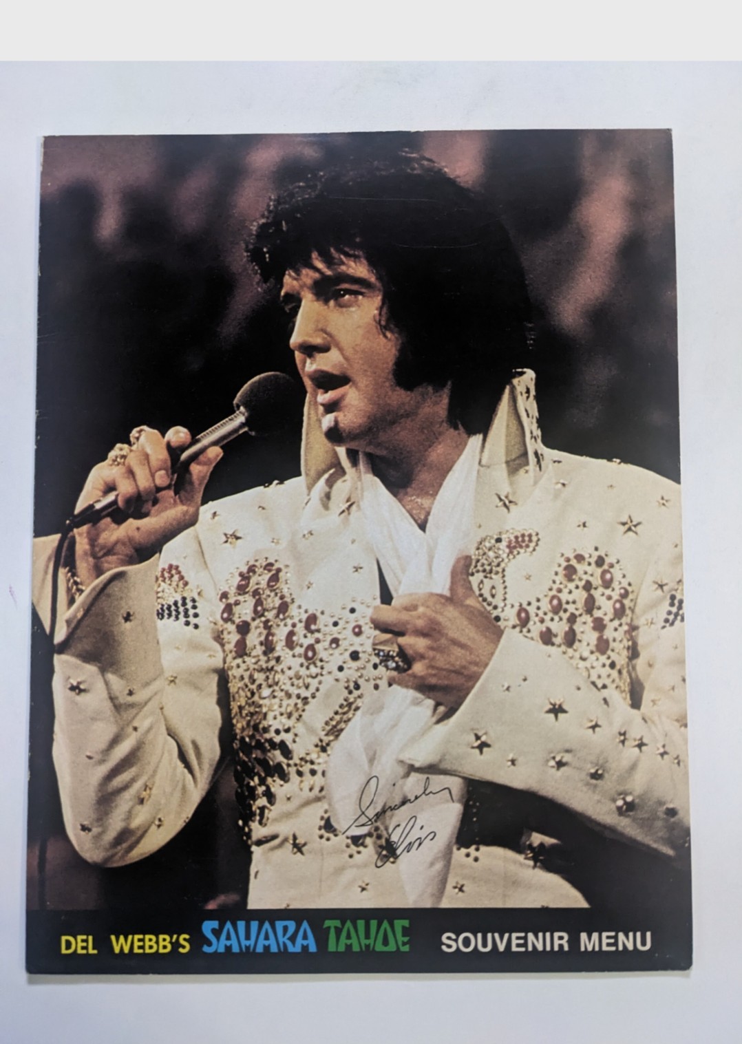 vtg Elvis Presley Souvenir Menu 1970 Del Webb’s Sahara Tahoe Concert collectible