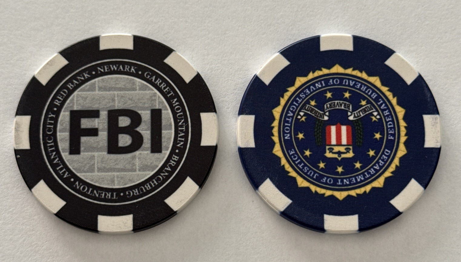 2 FBI Newark Division Poker Chips / Challenge Coin