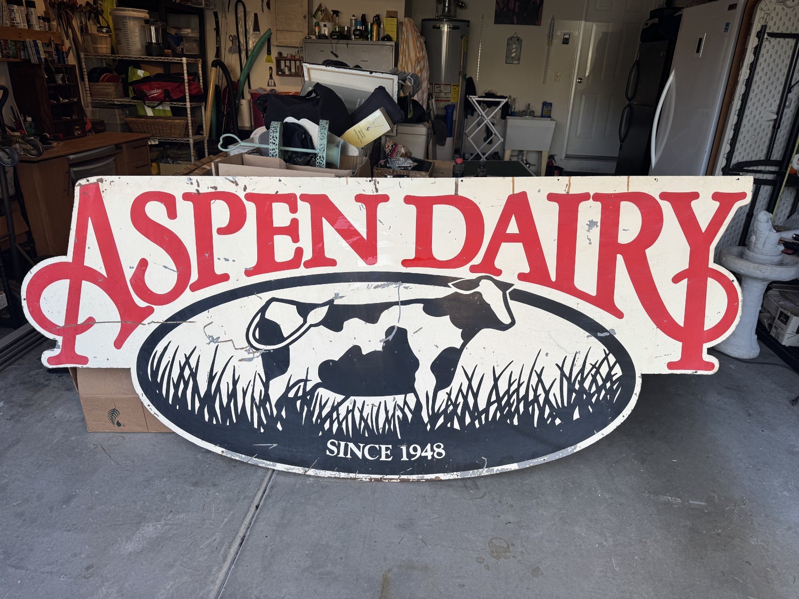 RARE Original Aspen Dairy Commercial Truck/ Signage Panel Colorado, Circa 1985
