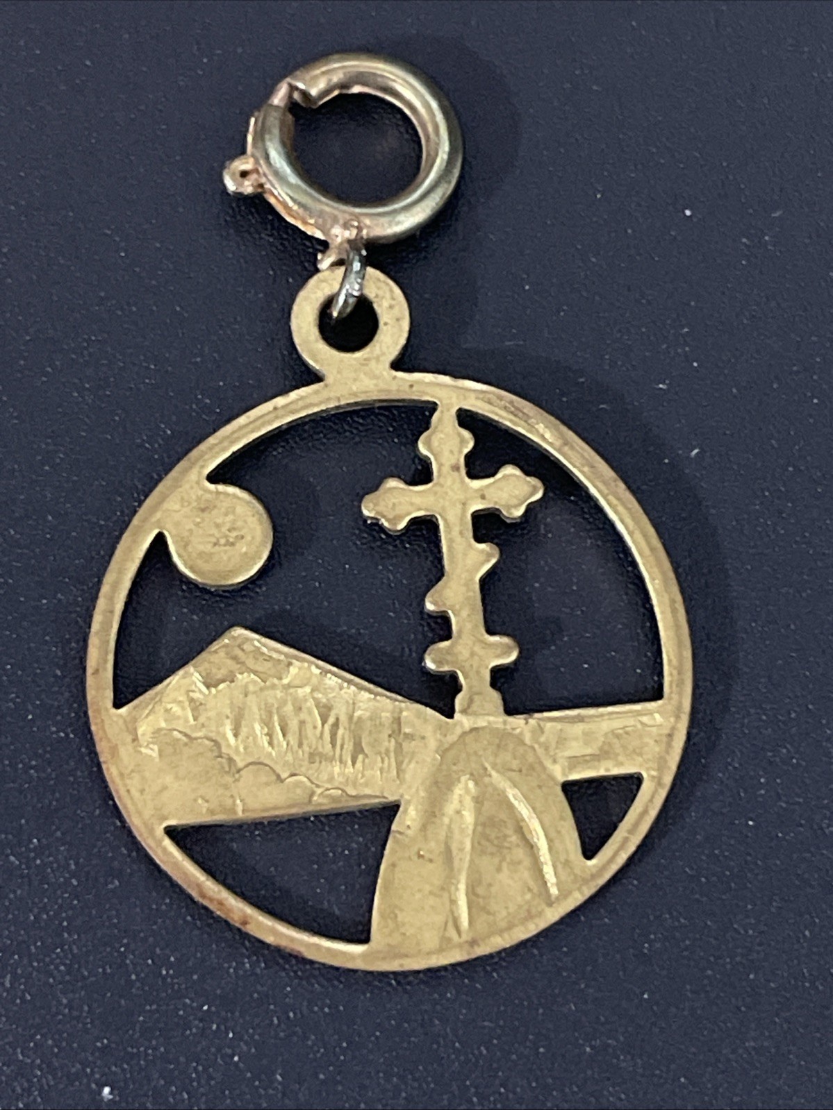 Vintage Gold Tone Sitka Christian Pendant and Keychain