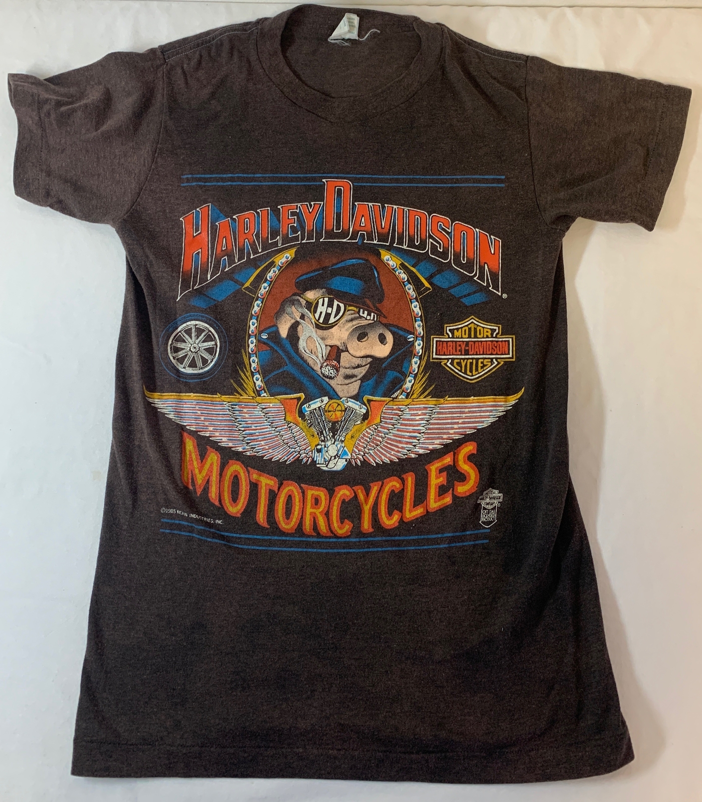 1985 HARLEY DAVIDSON t-shirt ~ police hog with a cigar ~ size S