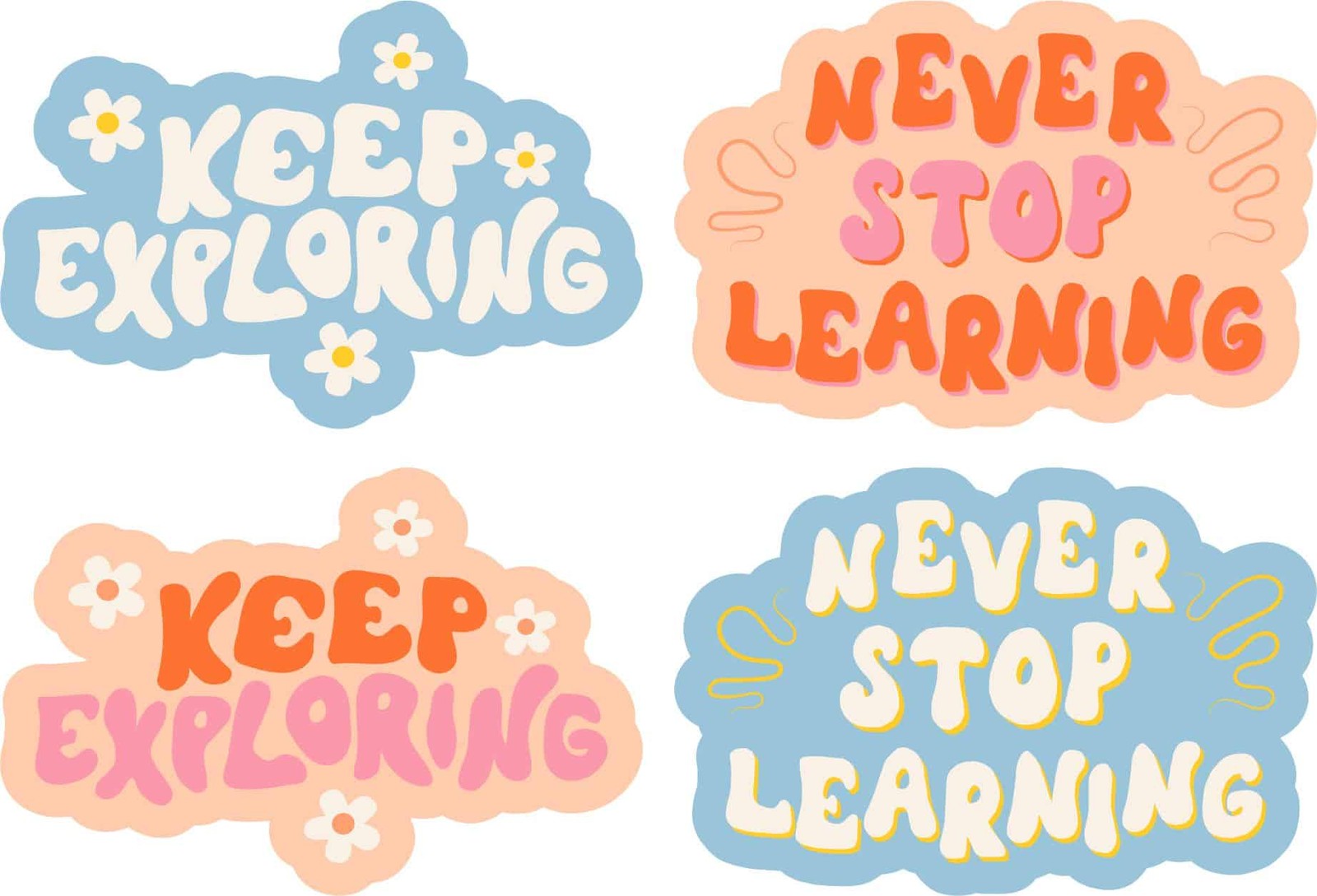 StickerTalk Inspirational Learning Stickers 4pc 3x2in Motivational