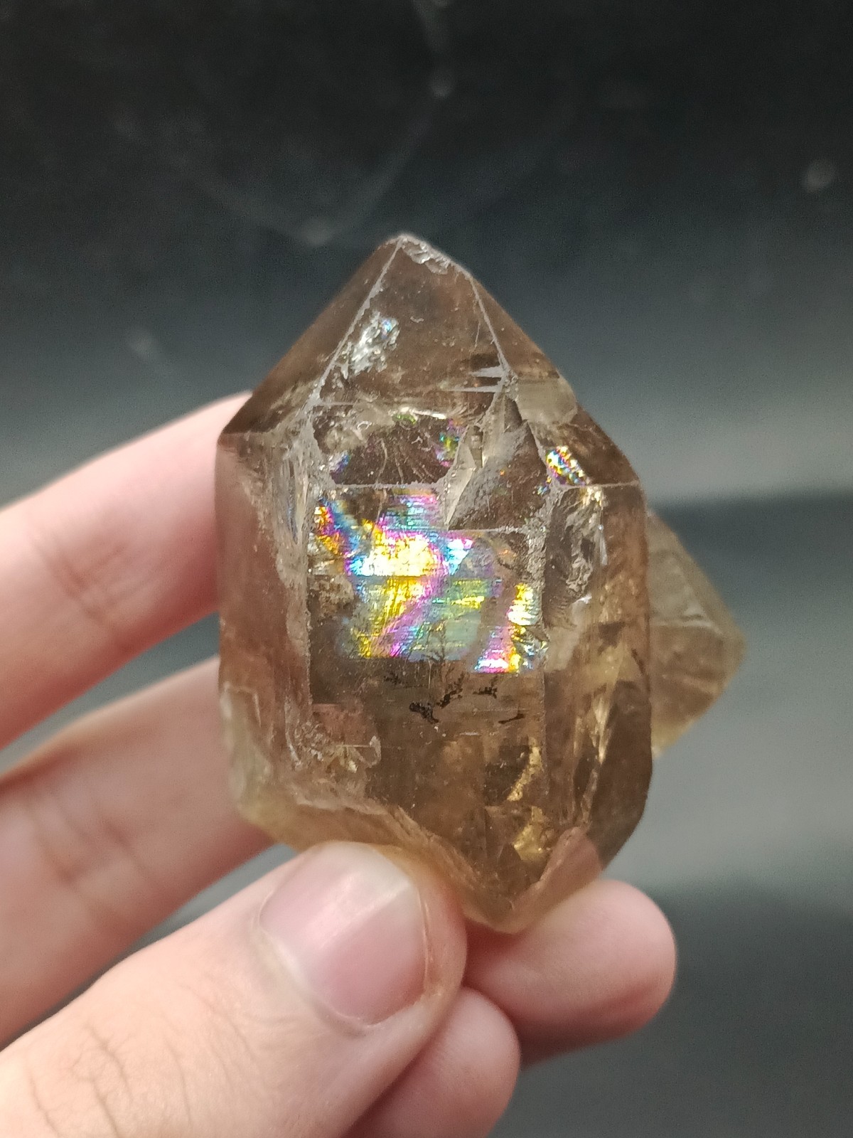 69g Natural Smoky Quartz Crystal With Rainbow And Dendrites Inclusions Specimen
