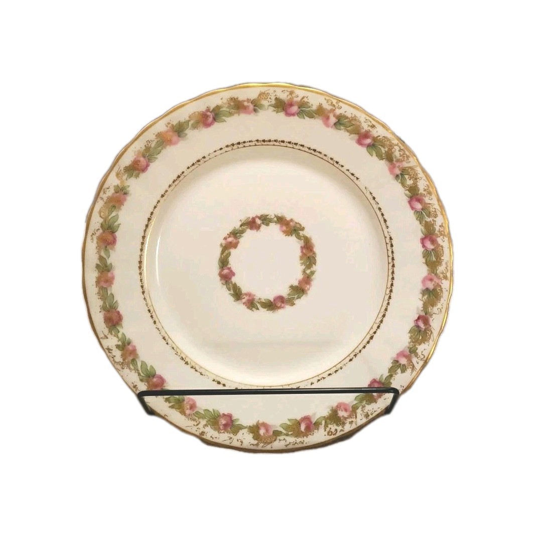 Antique Elite Works Limoges France SM Floral Gold Trim Plate Decorative 