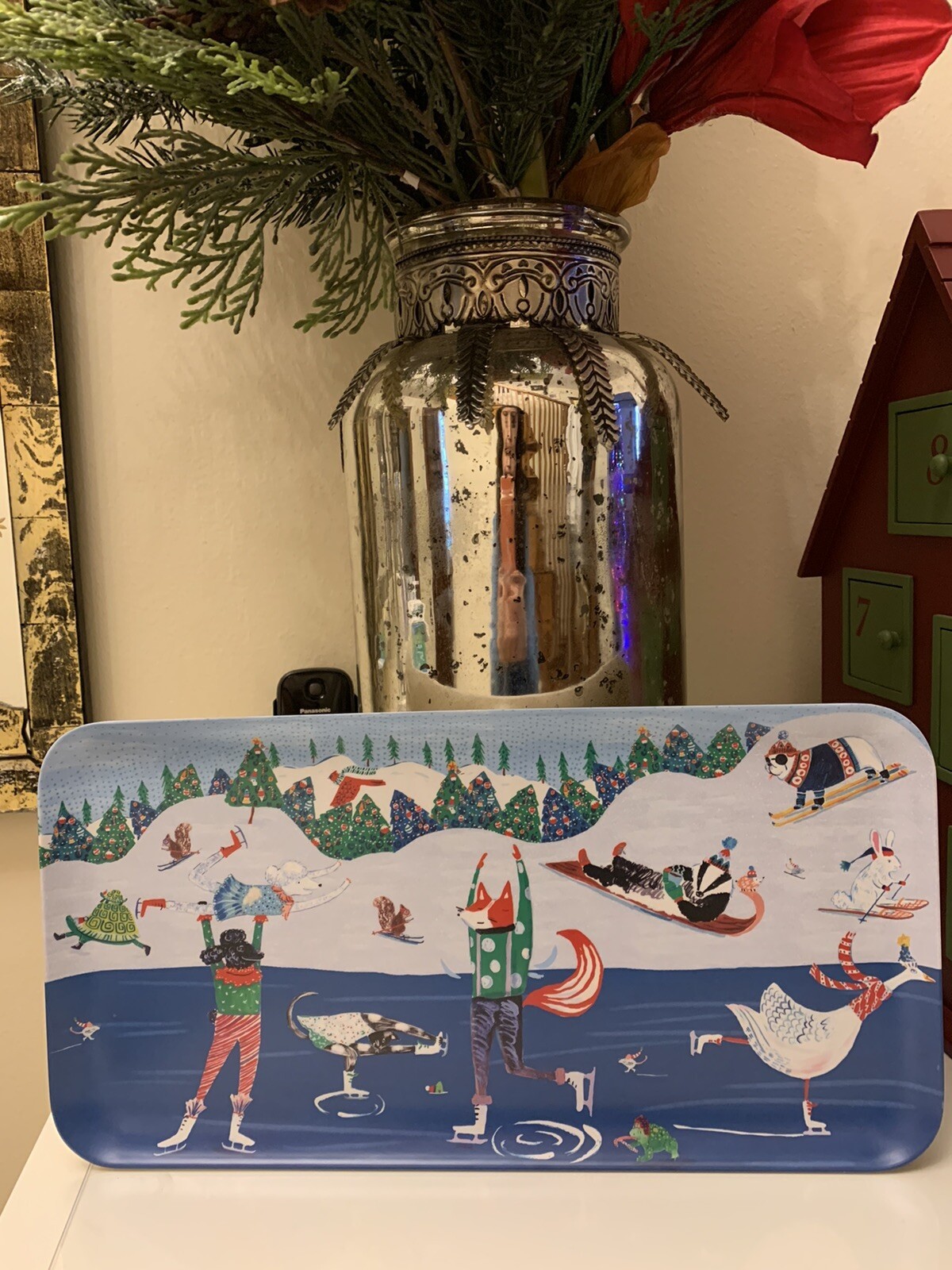 Anthropologie Holiday Disney Platter Tray school kid Christmas Tree plate gift '
