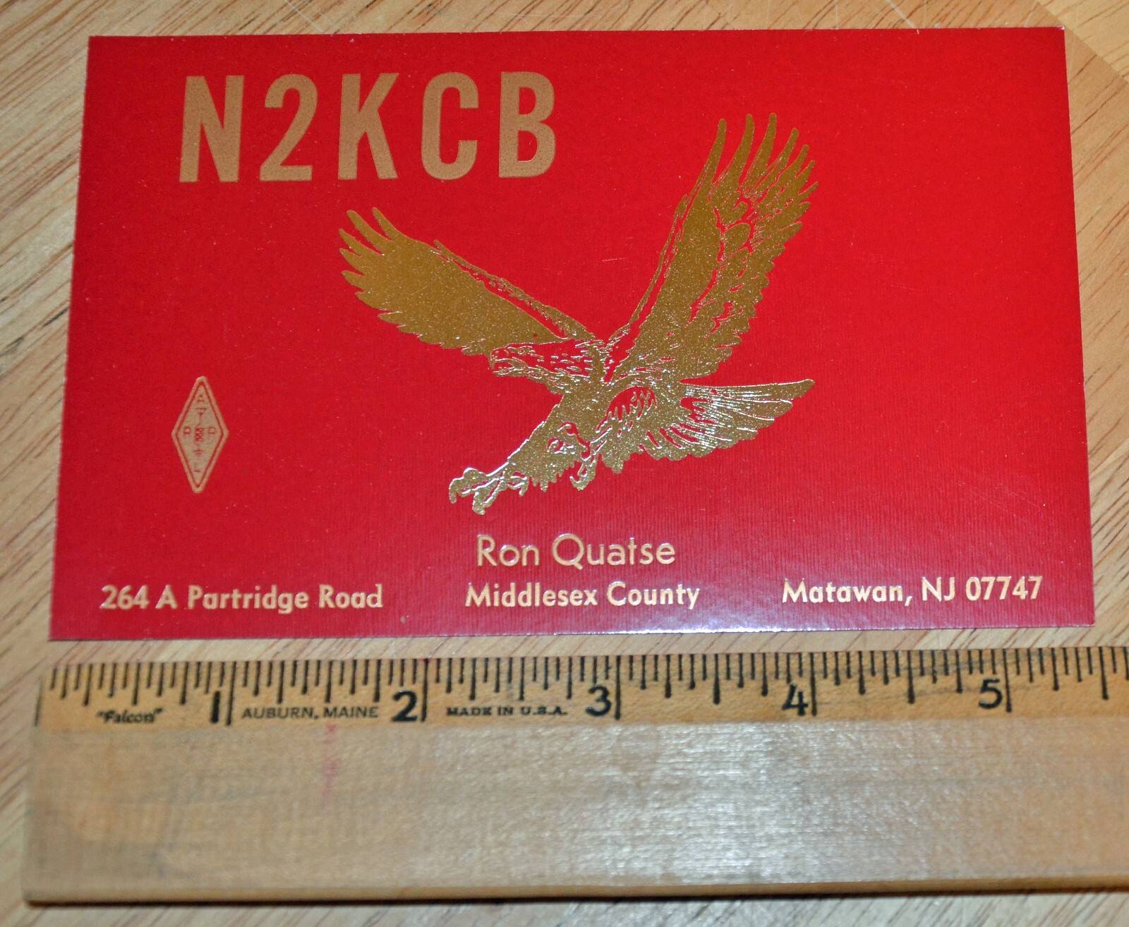 Vintage Ham Radio Amateur QSL/QSO Post Card N2KCB Matawan NJ USA Eagle UNPOSTED