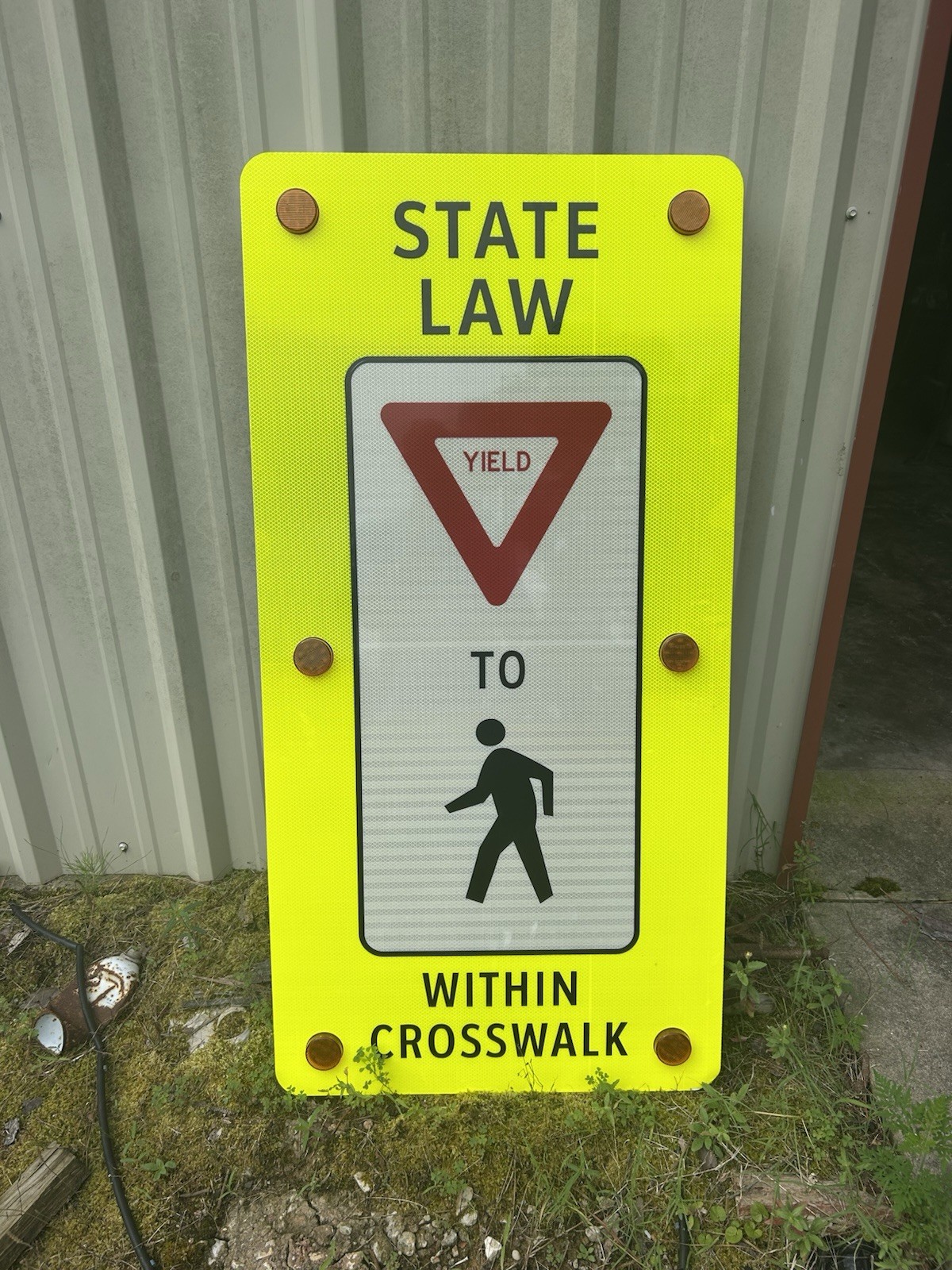 Flashing LED State Law Yield for Pedestrians School Crossing pole mount 48”x24”