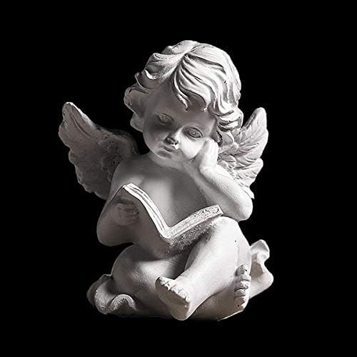 Reading Book Angel Statue with Cherub Wings - Guardian Angel Figurine for Home,