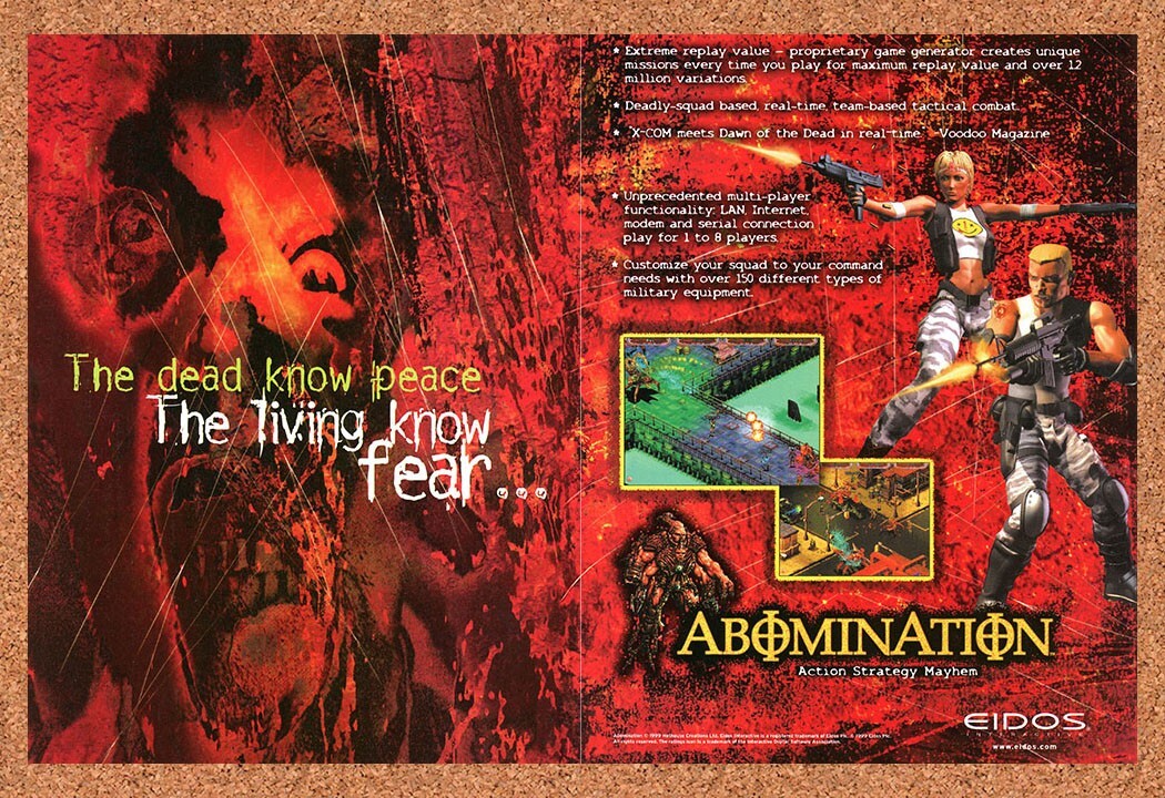 Abomination PC Original 1998 Ad Print Authentic Eidos Horror Video Game Promo v2