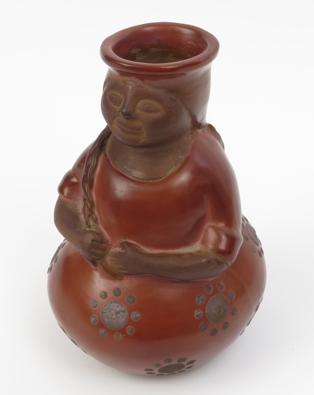 Original 2002 Jose Sosa of Peru Handmade Pottery Portrait Vase 8.75