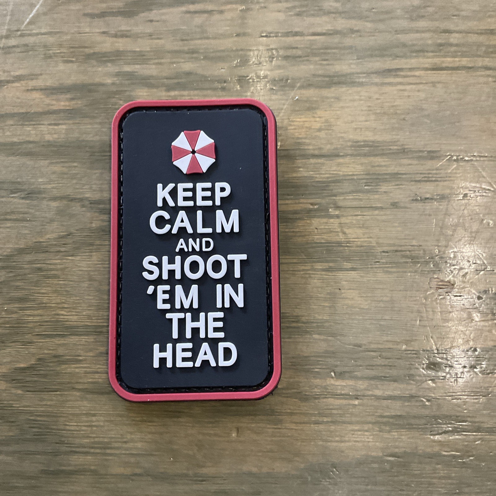 Umbrella Keep Calm PVC Patch Hook & Loop Uniform Waterproof