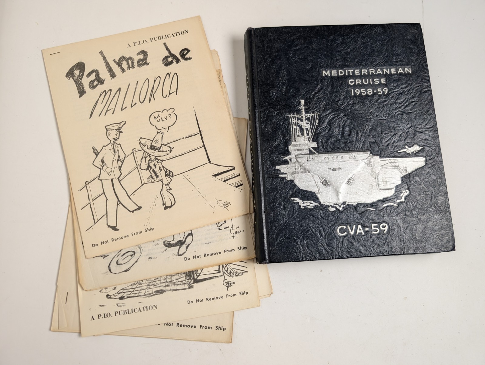 Vintage 1958-59 USS Forrestal CVA-59 Mediterranean Cruise Book PIO Port Guides