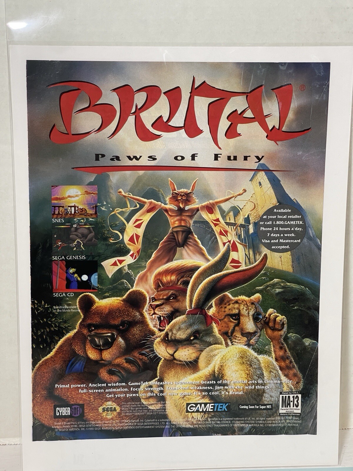 Brutal Paws Of Fury Print Ad Wall Art Ephemera