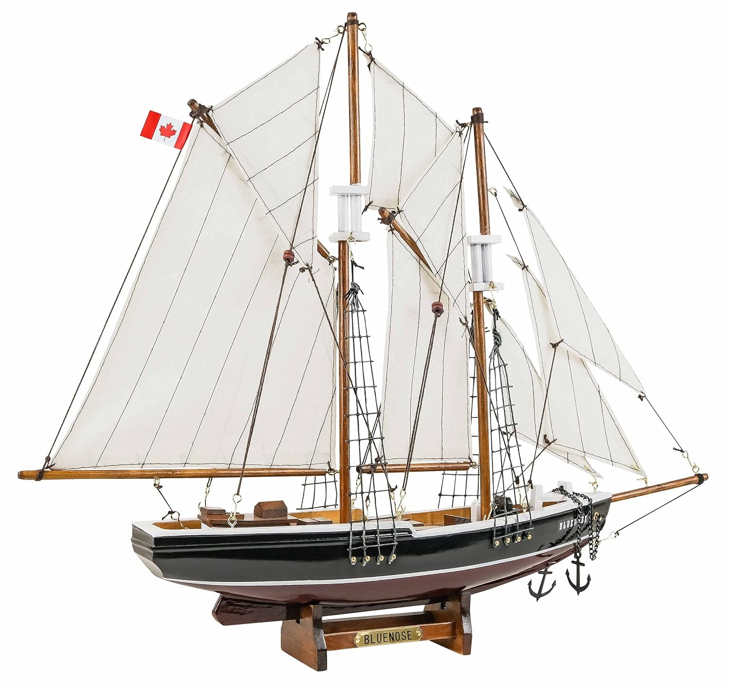 SAILINGSTORY Wooden Sailboat Model Ship Bluenose 1/110 Scale Replica Small