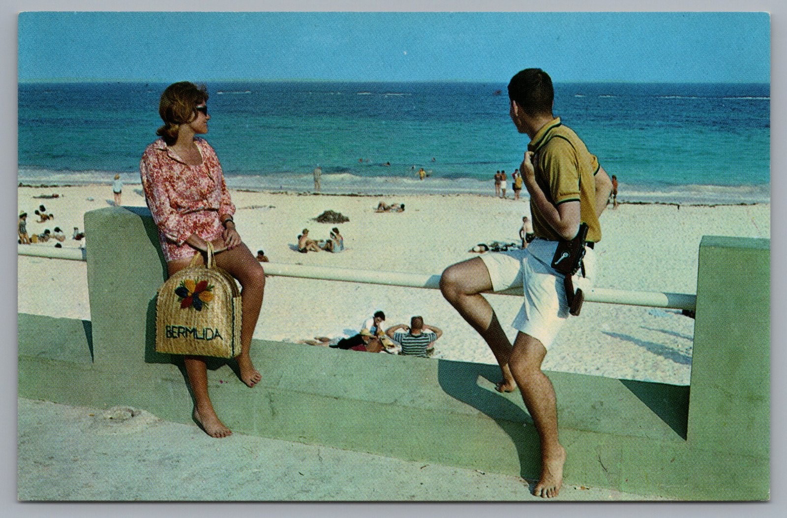 Elbow Beach Paget Bermuda Couple People Beach Scene Postcard