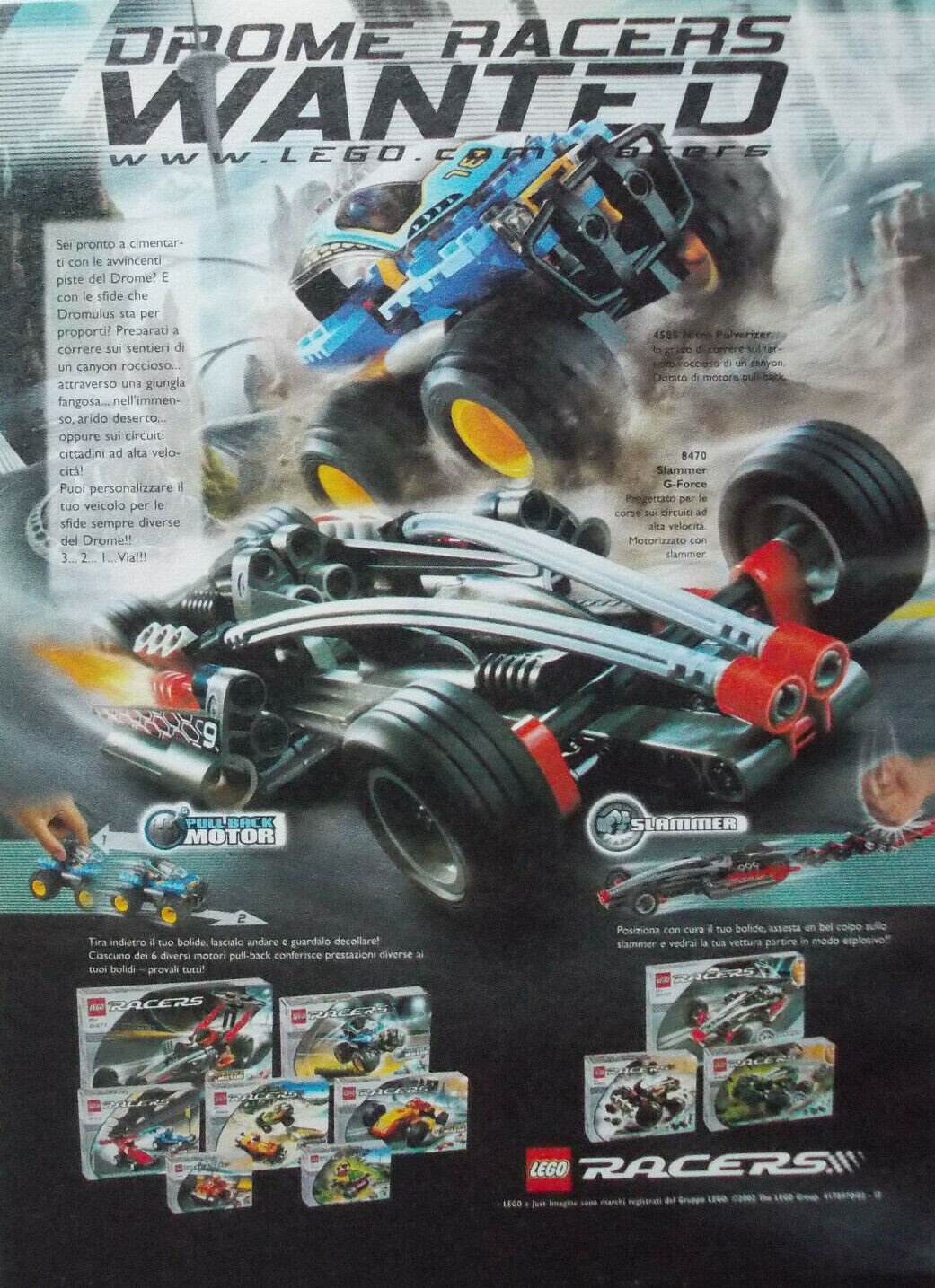 Italy Cutout Advertising 2002 DROME RACERS WANTED LEGO