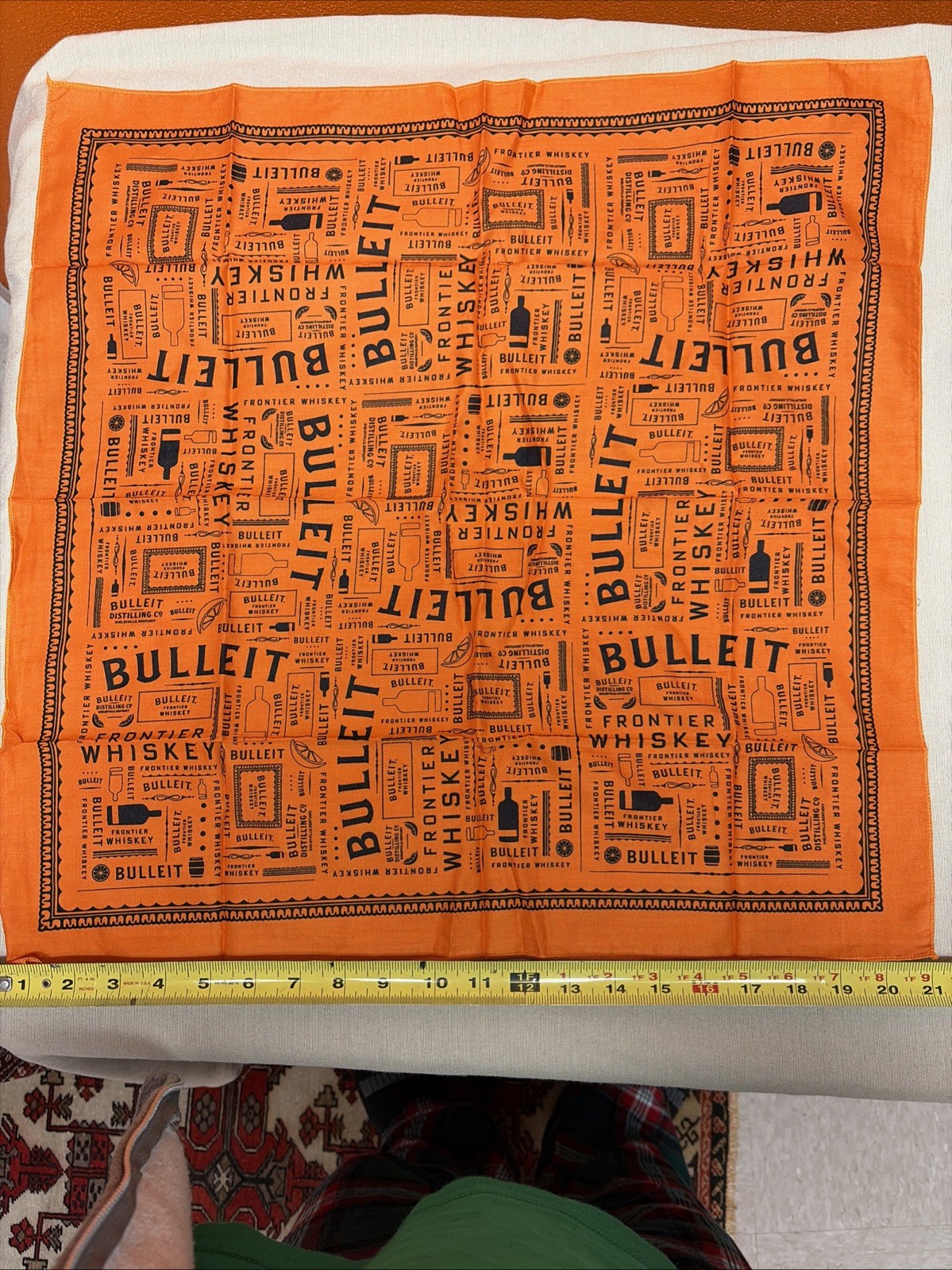 BULLEIT FRONTIER WHISKEY Branded Bandana Handkerchief Orange 21\